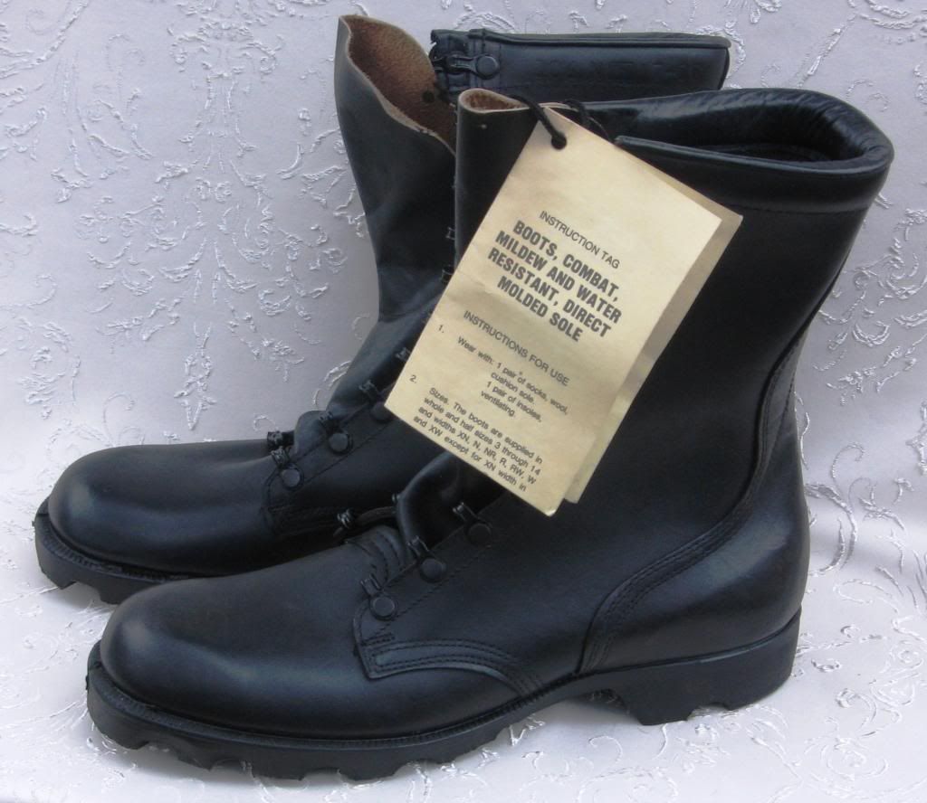 1986 Original Pair Of US Army Military Issue Black Leather Combat Boots ...