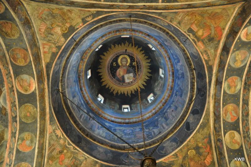 Ceiling of a church covered in frescos. Ceiling of a church covered in frescos.