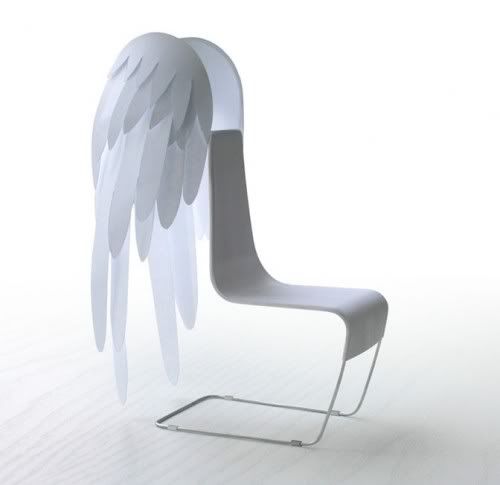 Angel chair has real wings