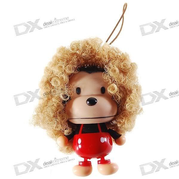 Monkey afro luffa, loofa, hair color changes based on temperature; Hair changes from brown to yellow when too hot