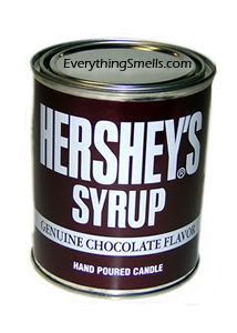 Hershey's chocolate candle in sizes pint and half pint with real Hershey's chocolate syrup label
