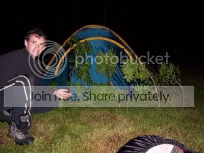 John outside our tent