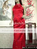 Chinese Qi Pao Cheongsam Long Silk Dress RED Sz 6   18  